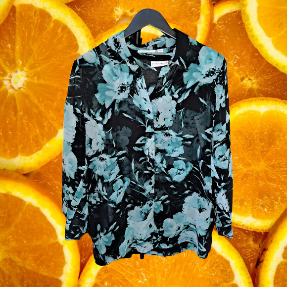 Susan Graver‎ 2 Piece Green Sheer Button Up and Sleeveless Blouse - Picture 7 of 11